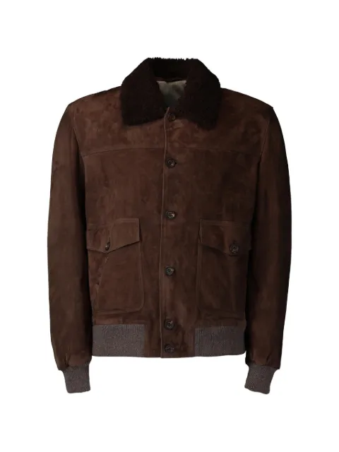 Eleventy shearling-collar suede bomber jacket