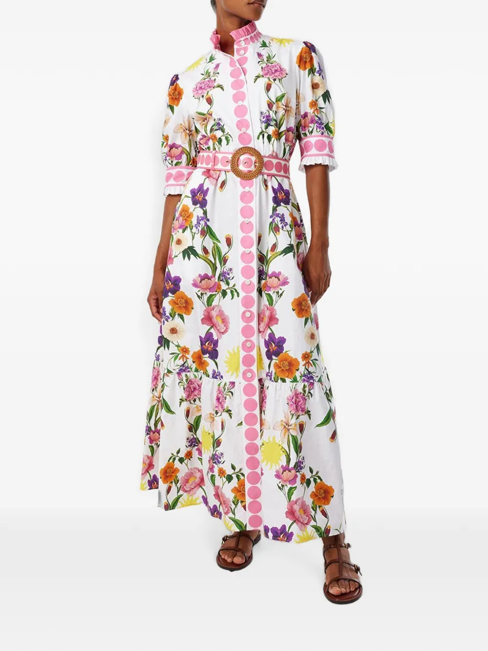 Borgo De Nor Marni katoenen maxi-jurk met bloemenprint Wit