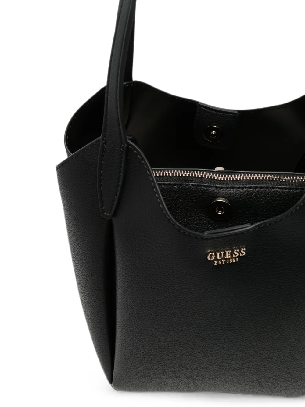 GUESS USA Melody schoudertas van bewerkt leer met logoplakkaat Zwart