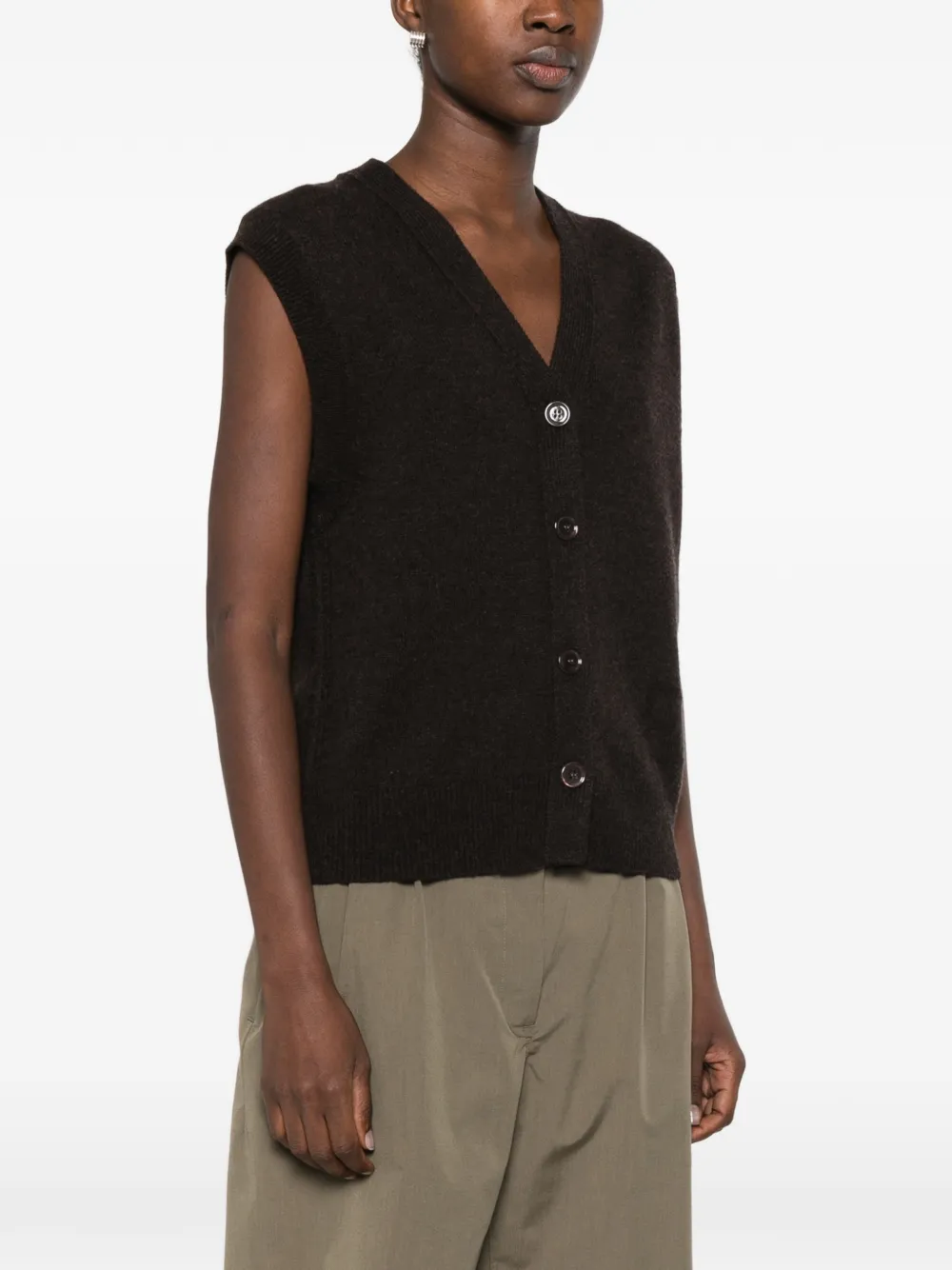 BOMPARD Vest met V-hals Bruin
