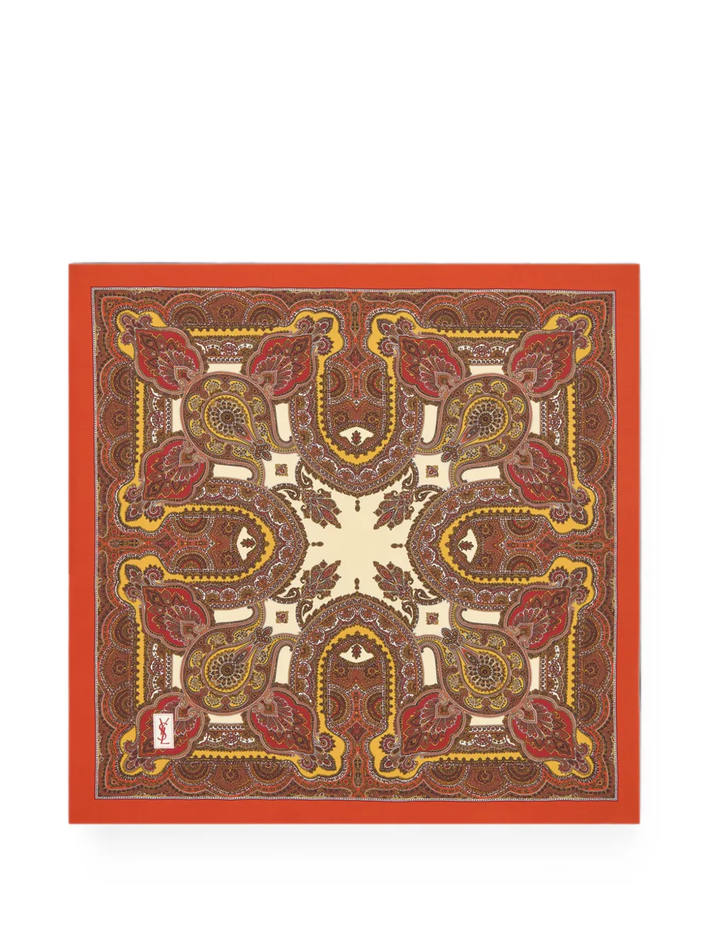 Saint Laurent square scarf in paisley silk twill - Orange