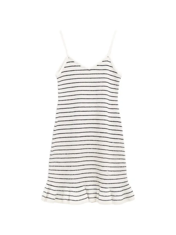 JW Anderson Striped Ruffled Mini Dress in Neutrals