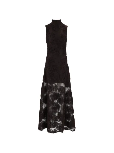 ROTATE BIRGER CHRISTENSEN 3D flower maxi dress dark brown