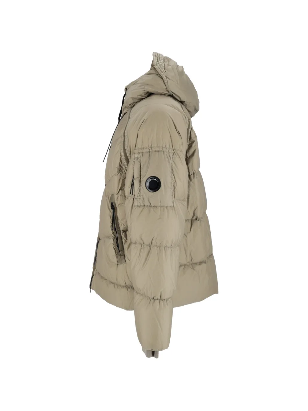 C.P. Company Down Shield Lens hooded puffer jacket Beige