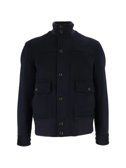 Lardini button-fastening ribbed-trim jacket