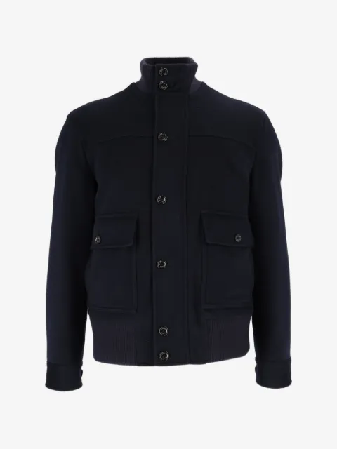 Lardini button-fastening ribbed-trim jacket
