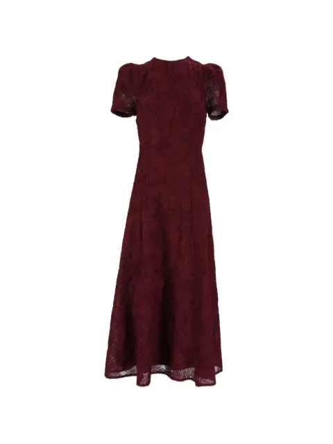 ROTATE BIRGER CHRISTENSEN flower mesh flared dress bordeaux