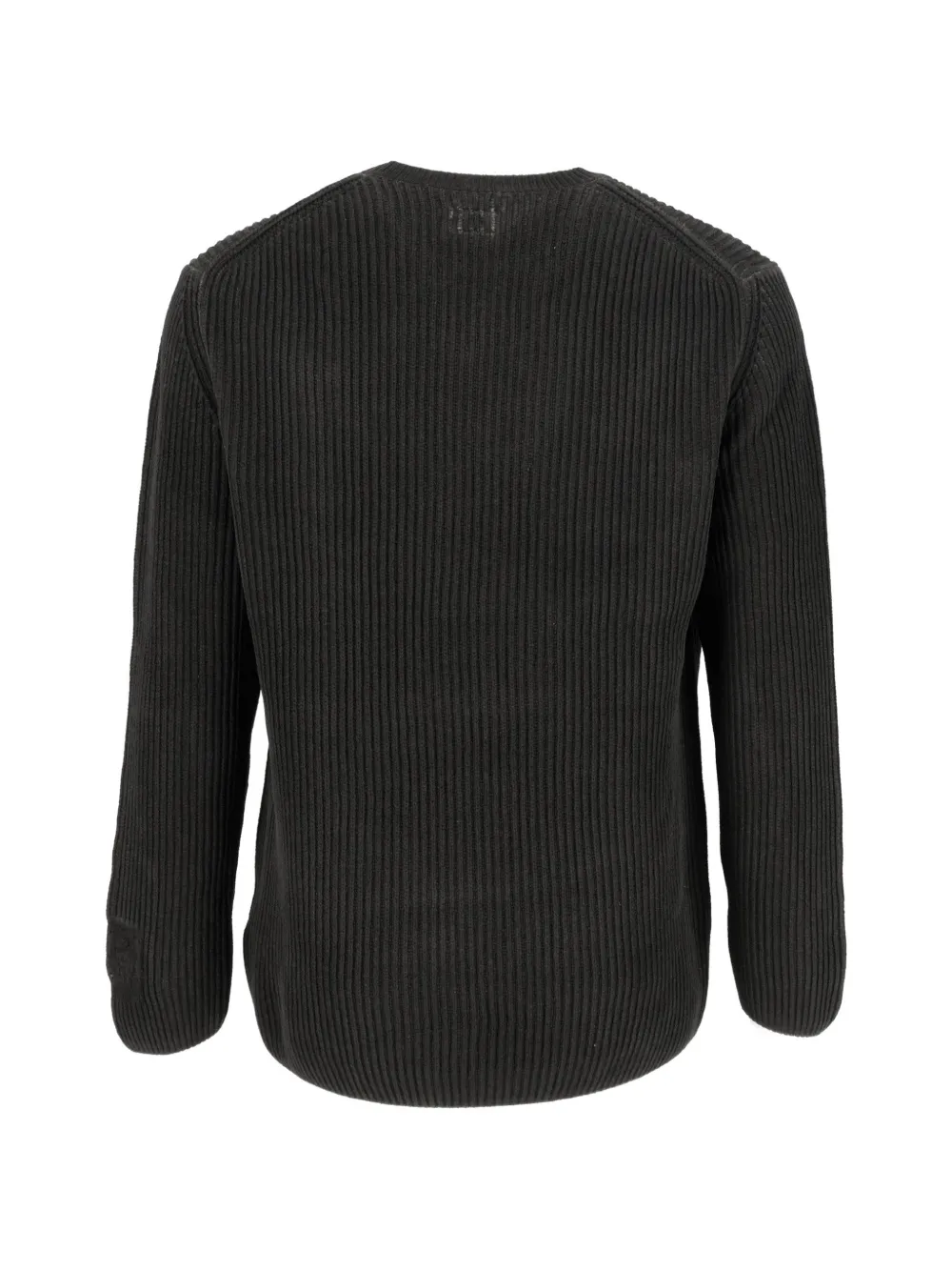 C.P. Company cotton-chenille special dyed crewneck logo sweater Zwart
