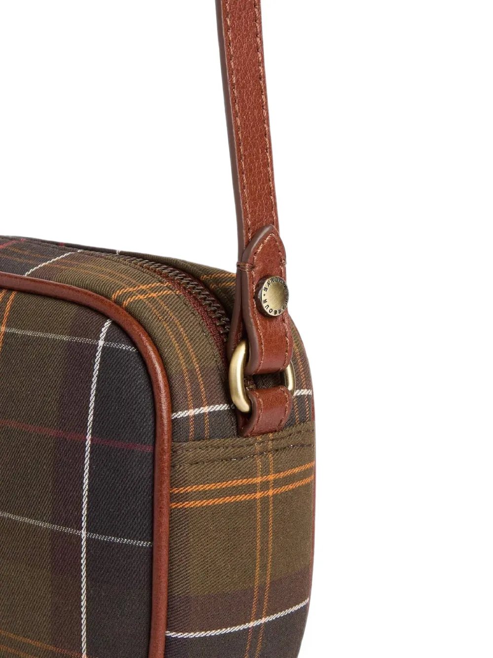 Barbour Schoudertas met leren afwerking en tartan-ruit Groen