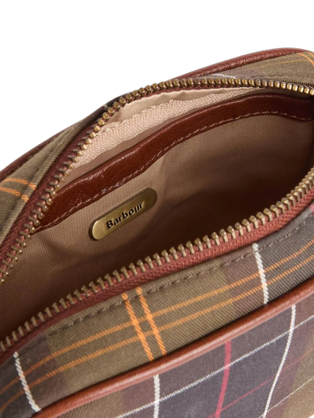 Barbour Schoudertas met leren afwerking en tartan-ruit Groen