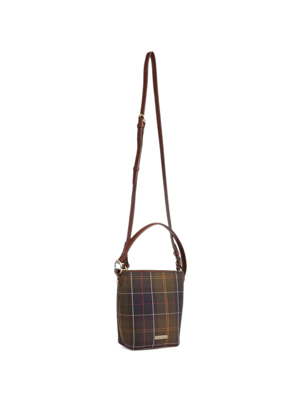 Barbour Cedar mini tartan bucket bag Groen