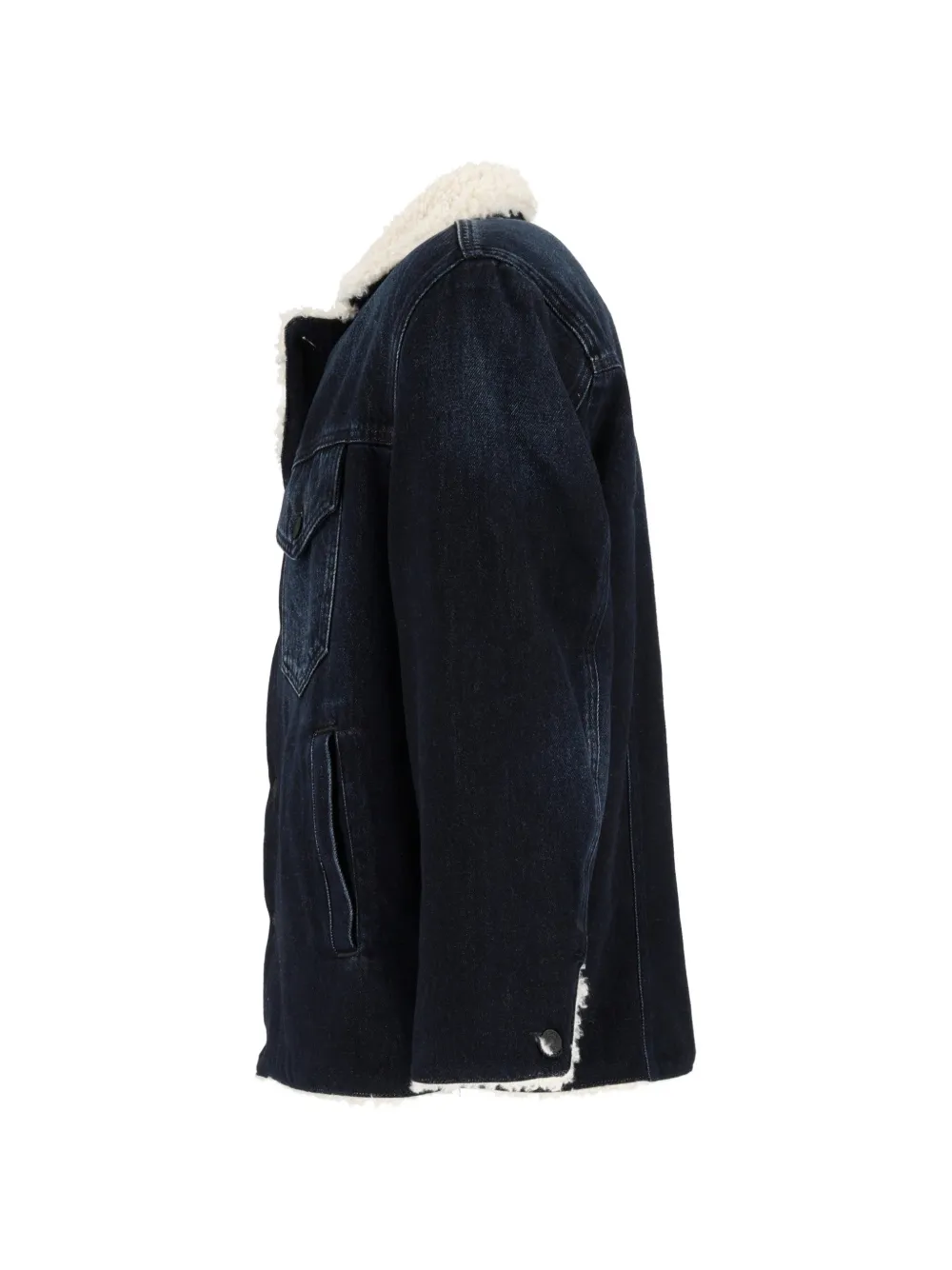 DONDUP shearling-collar denim jacket Blauw