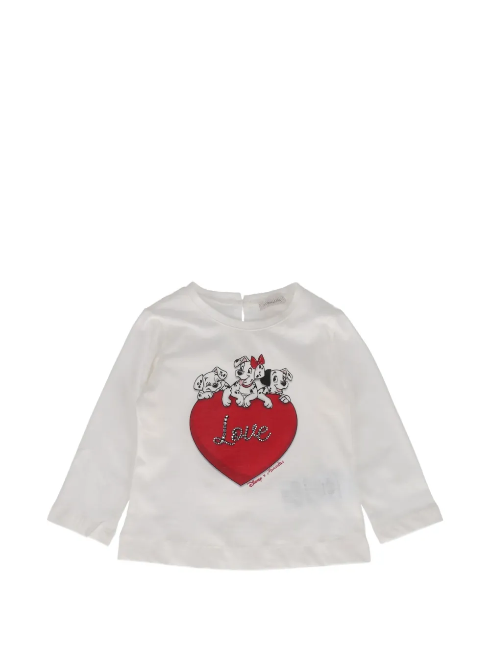Monnalisa Hearts and Dalmatian crystal-embellished T-shirt - Bianco