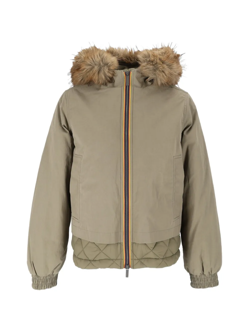 K-Way Tosca faux-fur trim puffer jacket - Nude