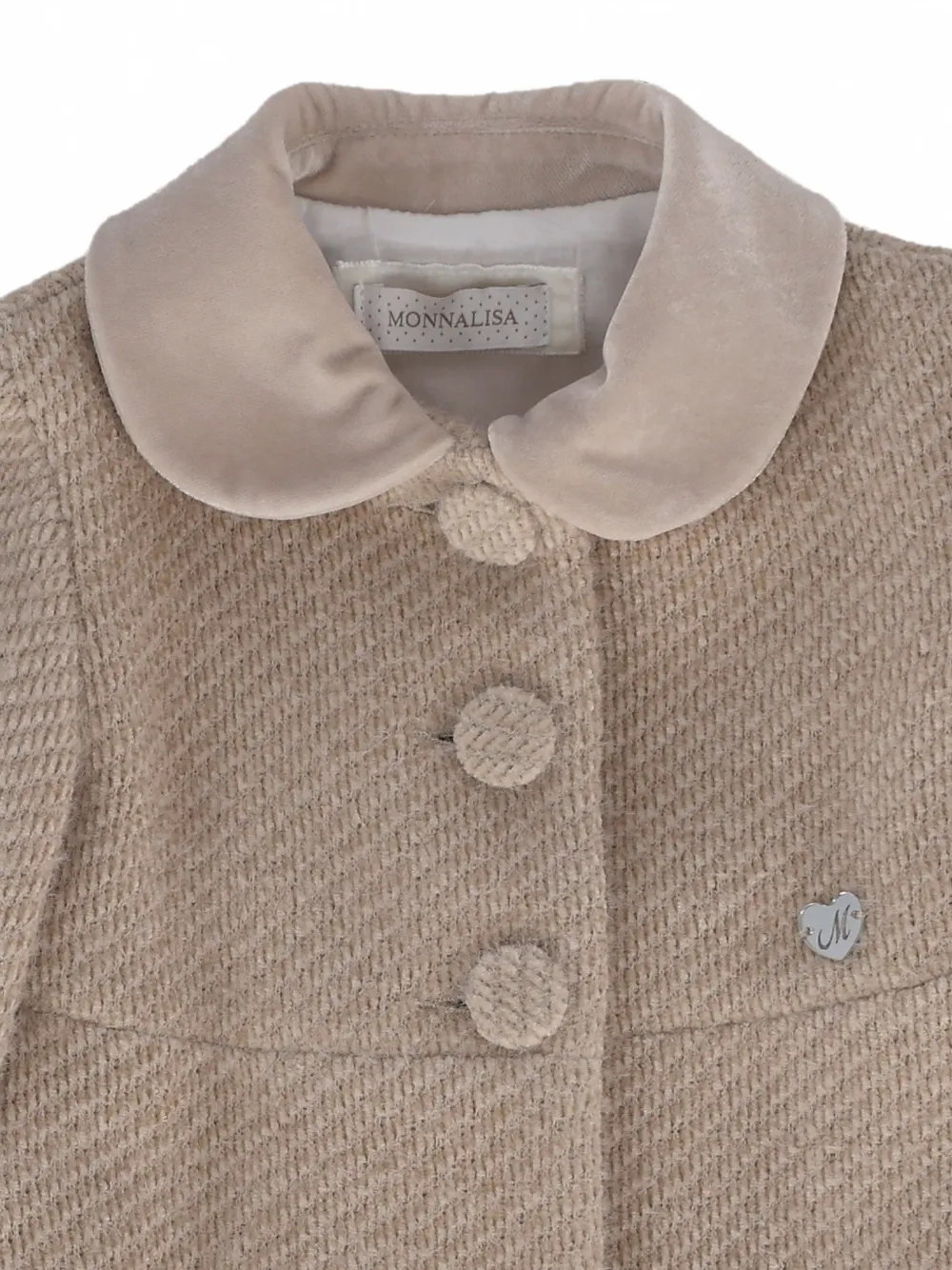 Monnalisa Geplooide jas met Peter Pan-kraag Beige