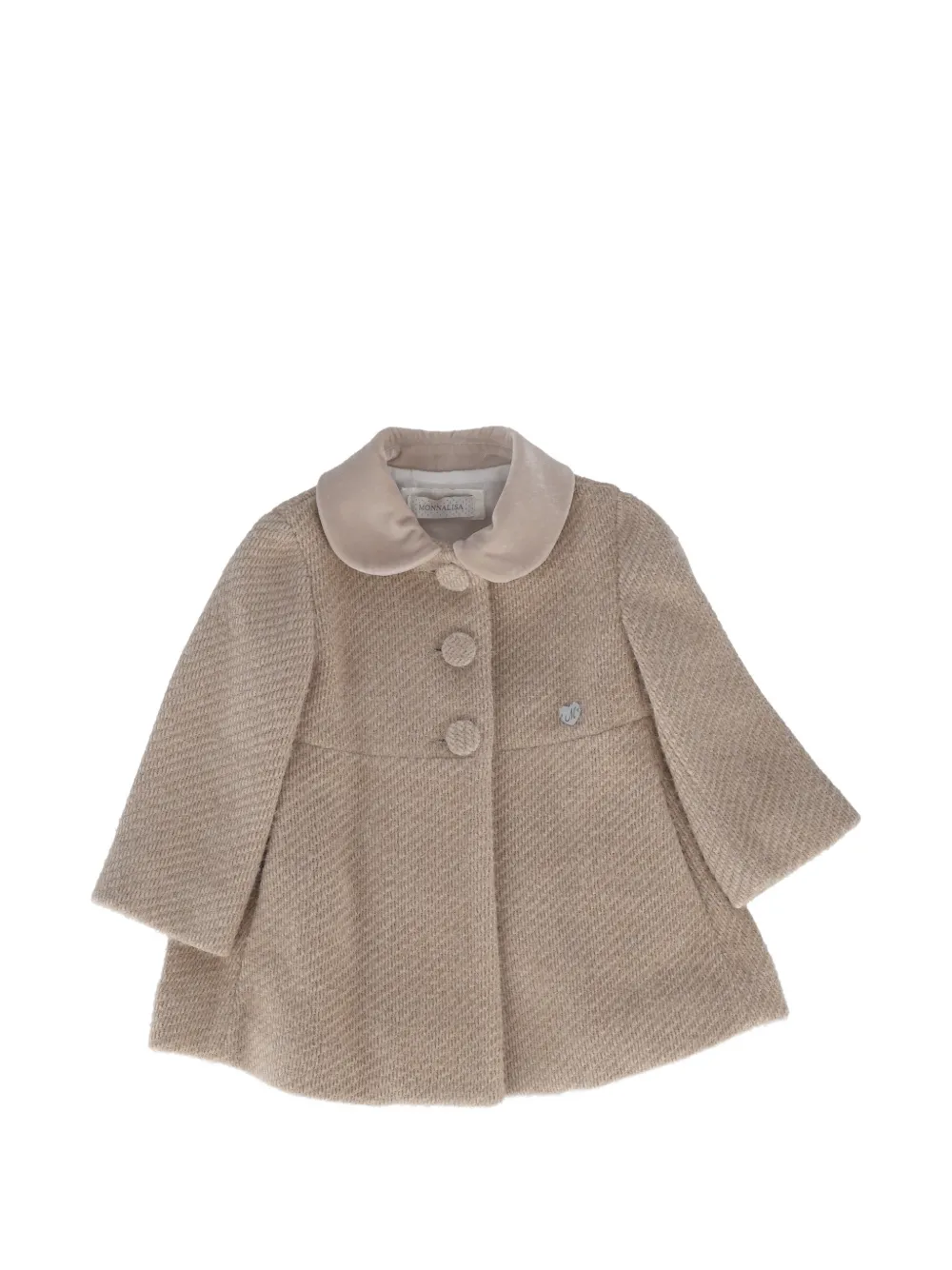 Monnalisa Geplooide jas met Peter Pan-kraag Beige