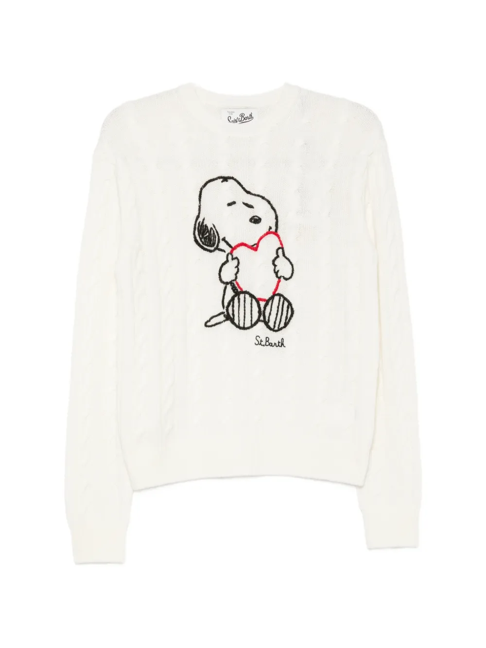 MC2 Saint Barth Snoopy cable-knit sweater Wit