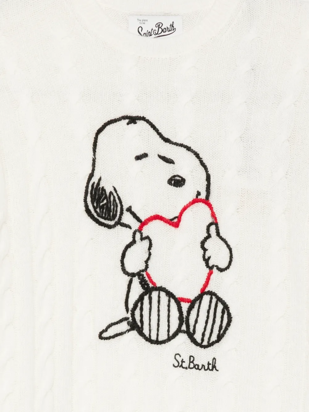 MC2 Saint Barth Snoopy cable-knit sweater Wit