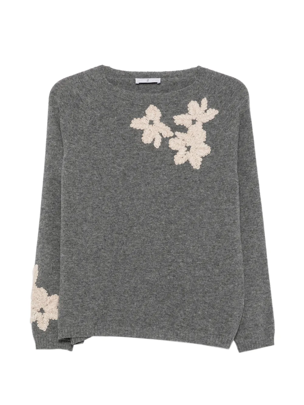 WHYCI MILANO Maglione con applicazione a fiori - Grigio