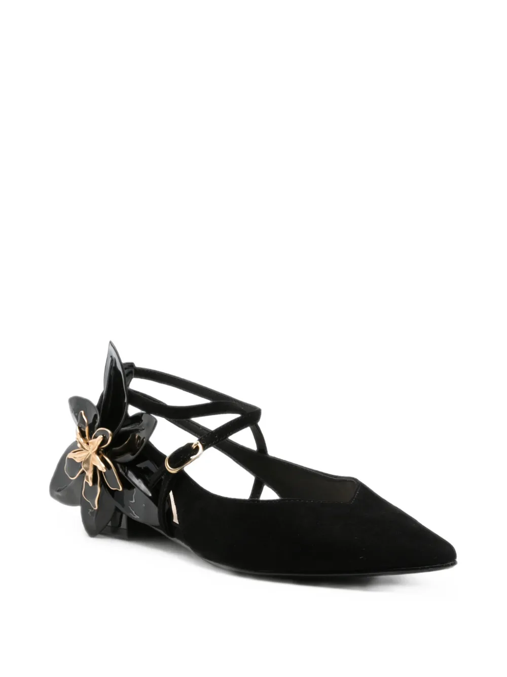 LIU JO floral-embellished pointed-toe sandals Zwart