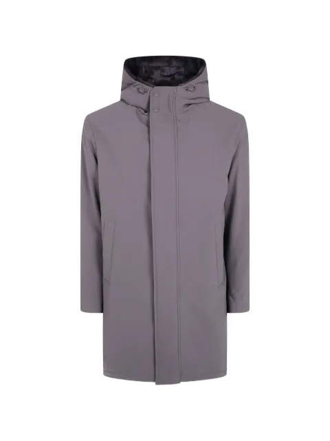 Herno hooded concealed-fastening jacket