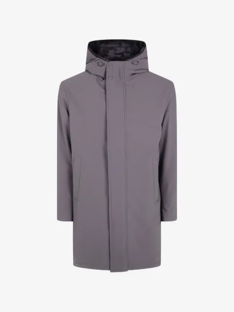 Herno hooded concealed-fastening jacket