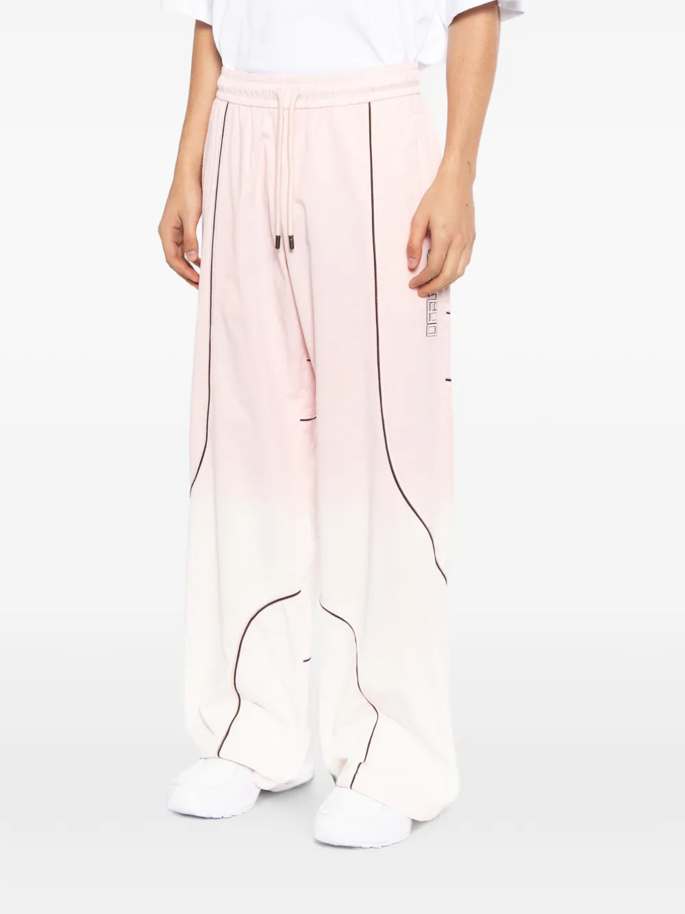 Off-White Trainingsbroek met wijde pijpen en geborduurd logo Roze