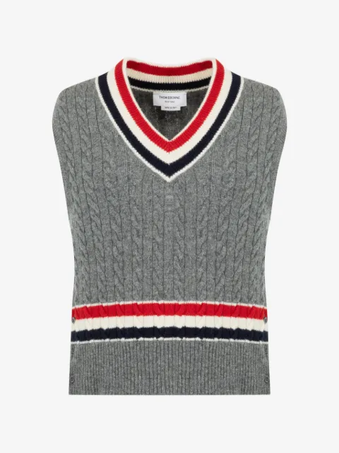 Thom Browne cable-knit striped wool vest