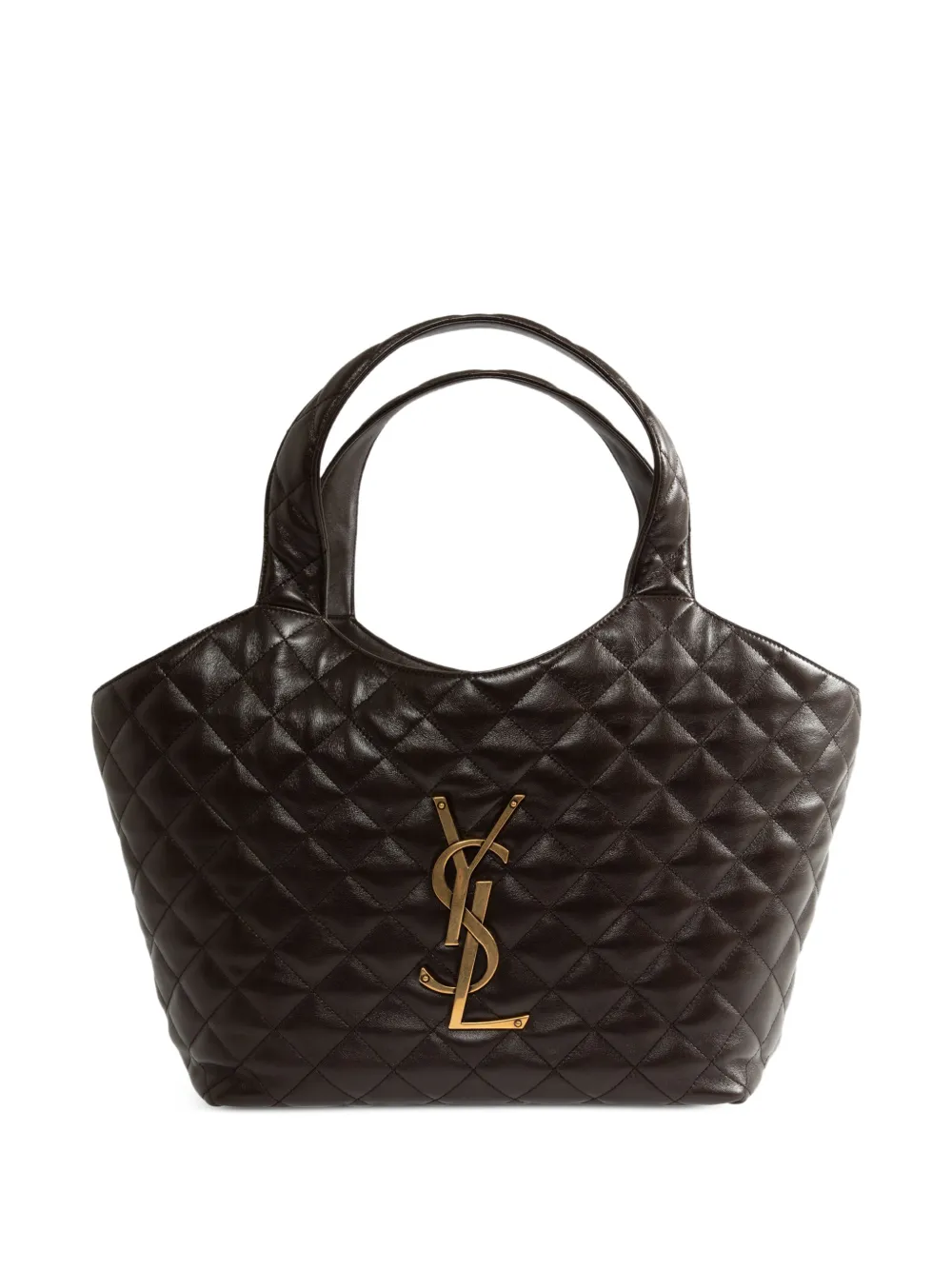 Saint Laurent Icare diamond-quilted leather tote bag - Marrone