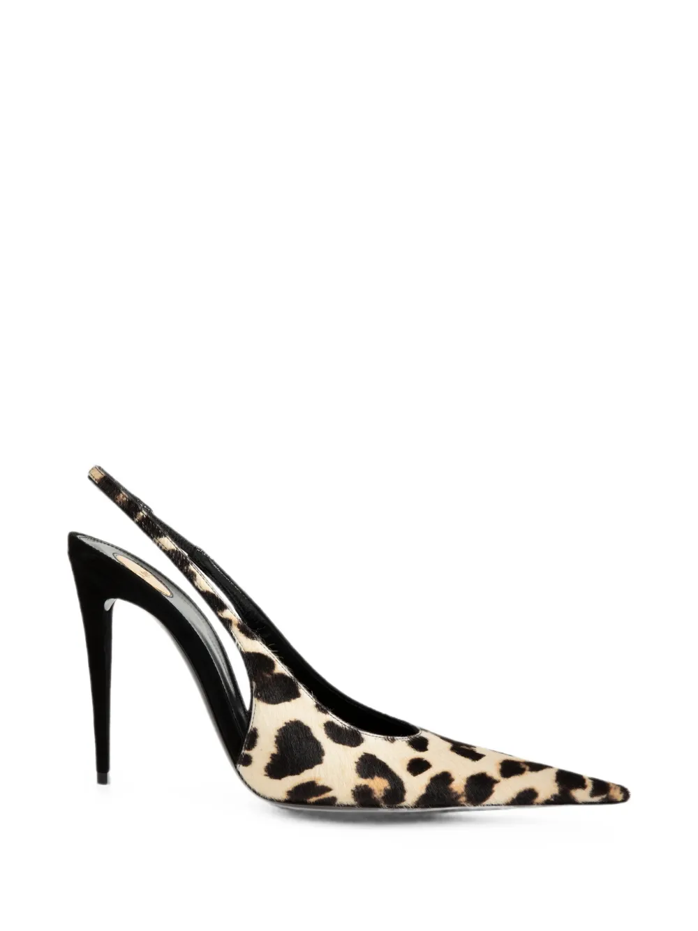 Saint Laurent Guermantes slingback pumps van ponyhaar leer Beige