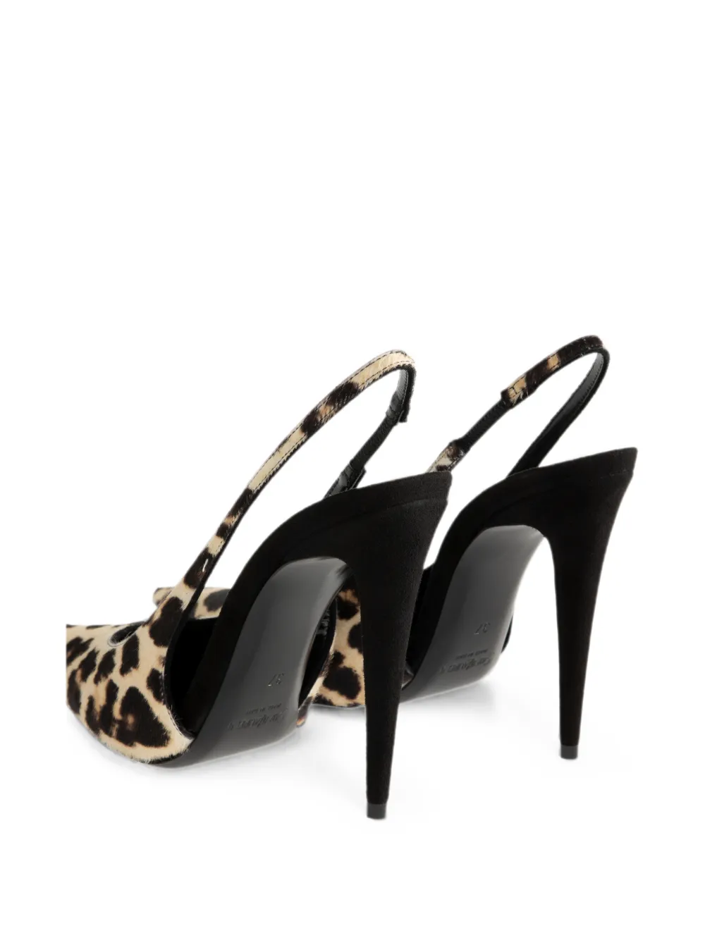 Saint Laurent Guermantes slingback pumps van ponyhaar leer Beige