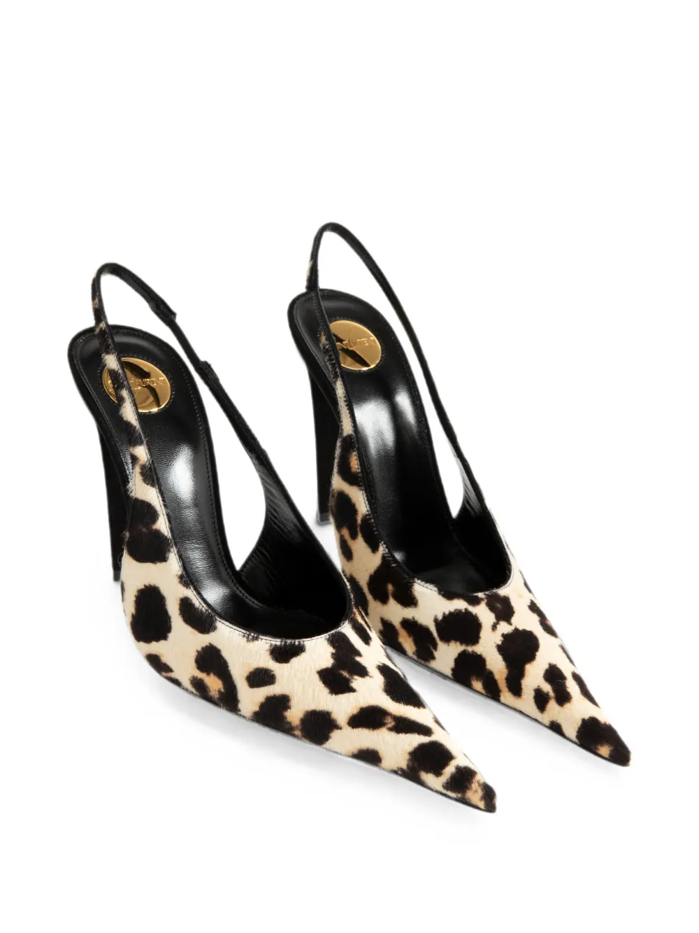 Saint Laurent Guermantes slingback pumps van ponyhaar leer Beige