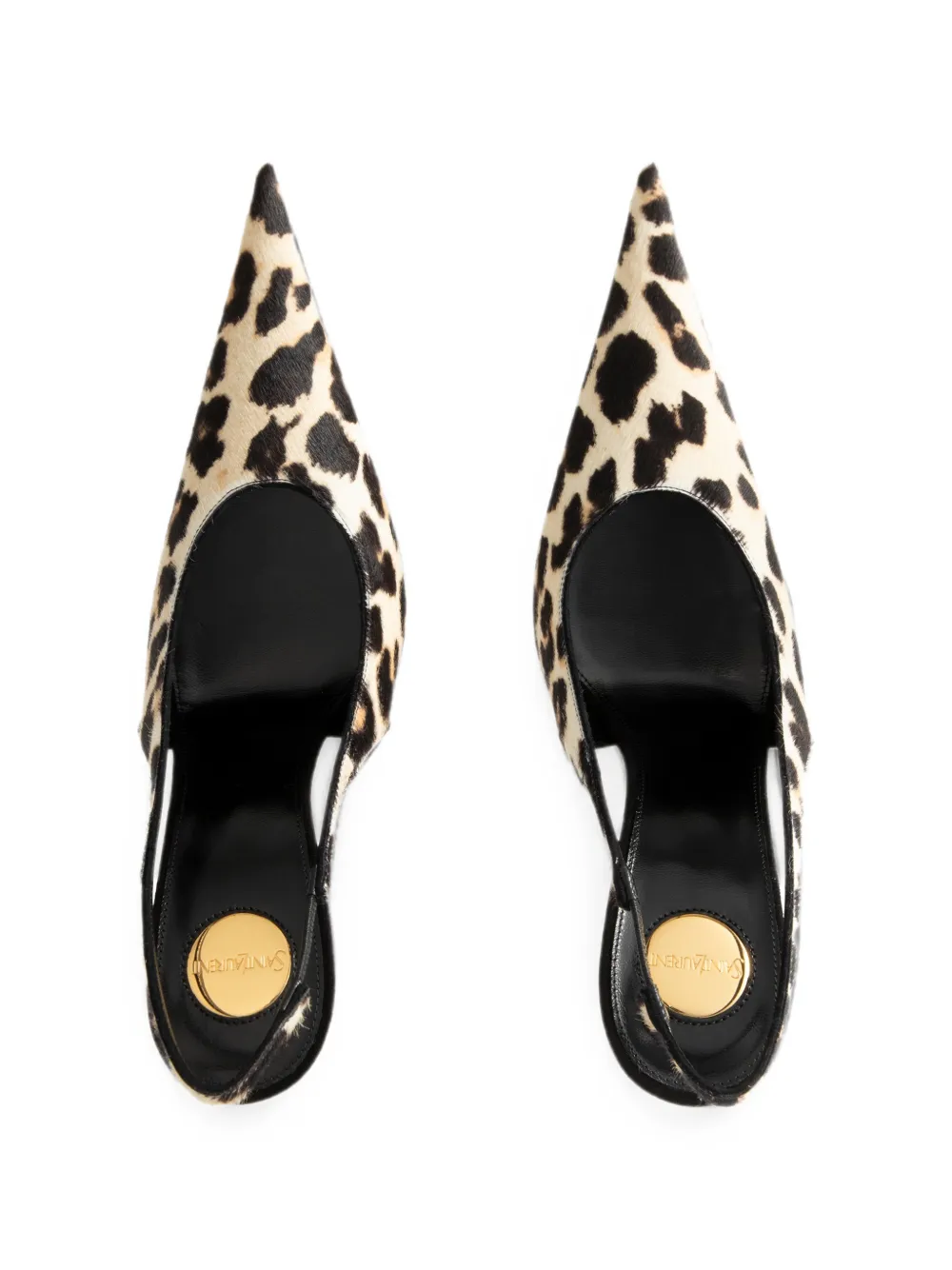 Saint Laurent Guermantes slingback pumps van ponyhaar leer Beige