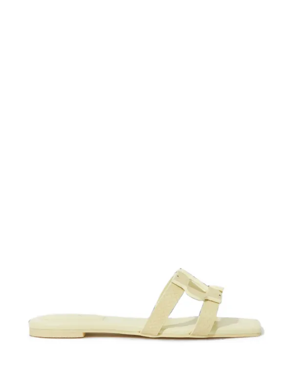 Simkhai Monogram Snake-embossed Sandals in Neutrals