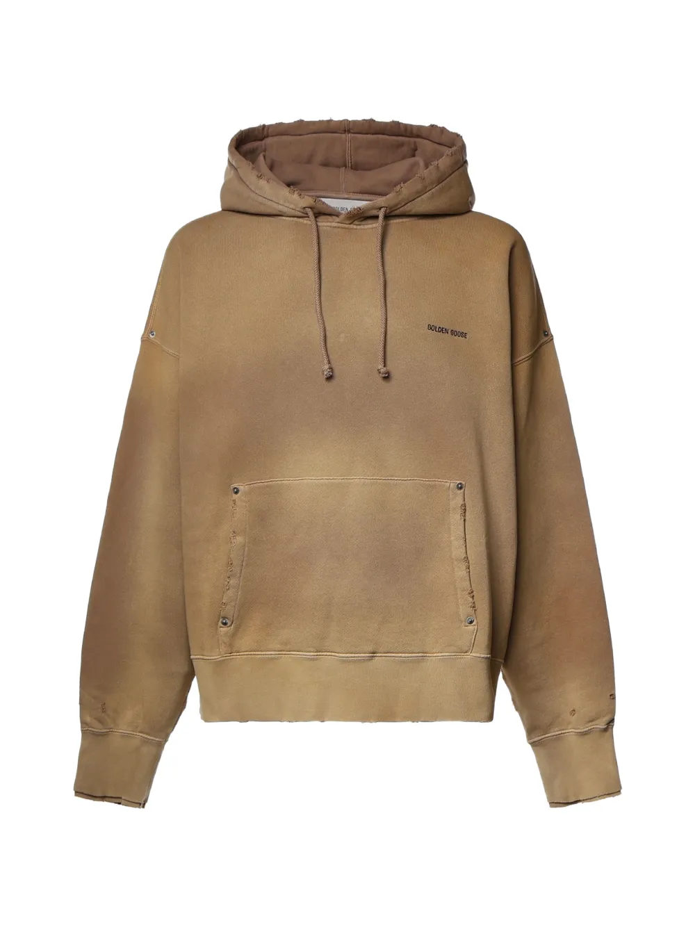 Golden Goose distressed logo-print hoodie - Braun