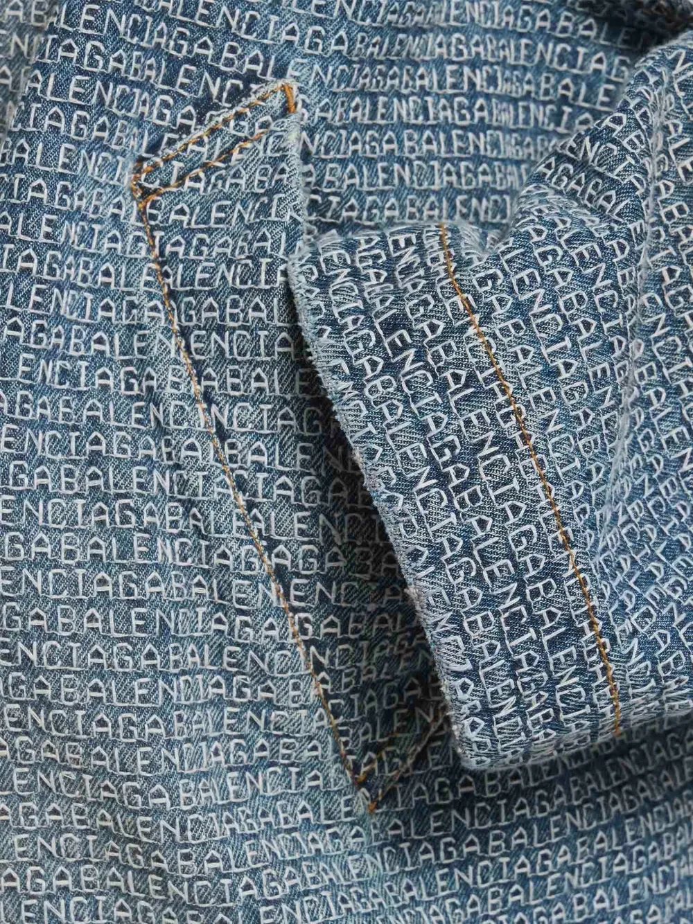 Balenciaga Denim jack met capuchon en stiksels Blauw