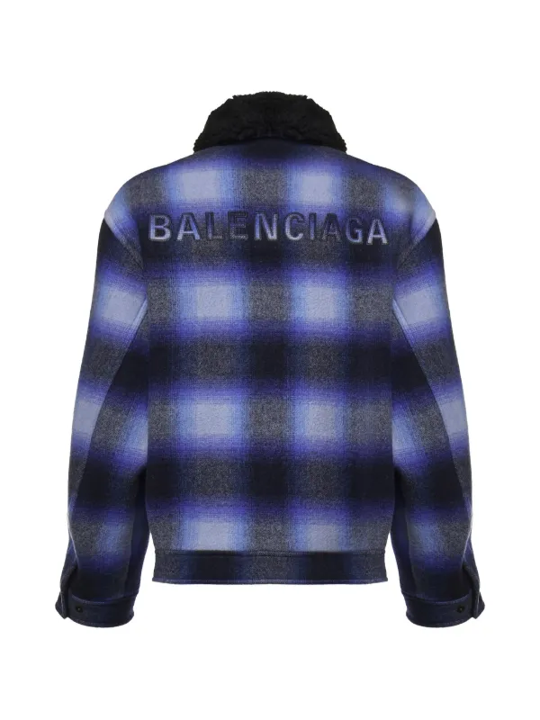 Balenciaga Flannel Bomber Jacket | Blue | FARFETCH