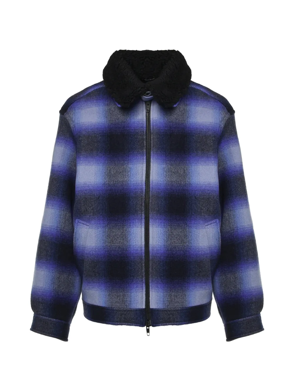 Balenciaga flannel bomber jacket in blue/black - Blau