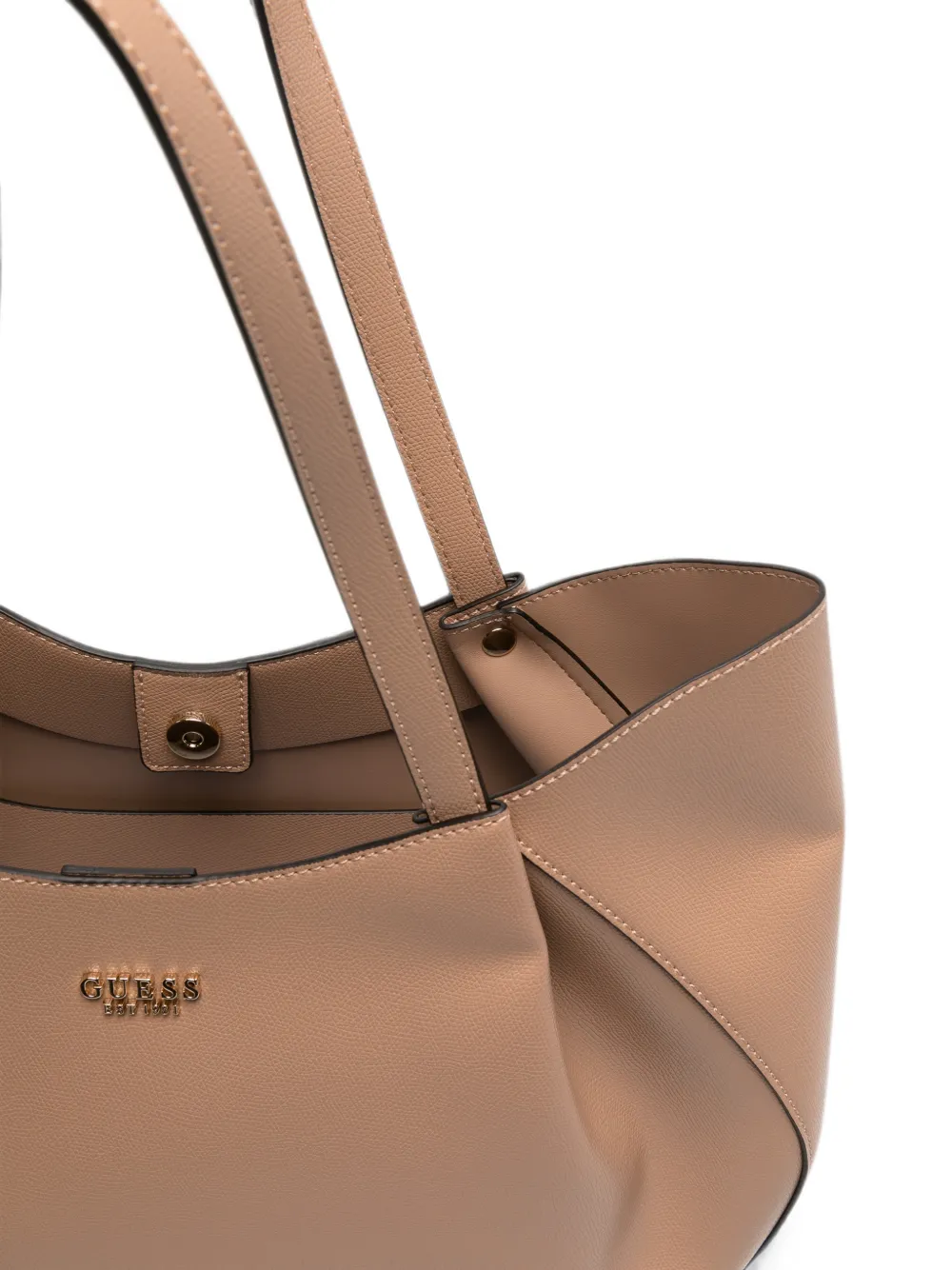 GUESS USA Amorette schoudertas met logoplakkaat en bewerkt effect Beige