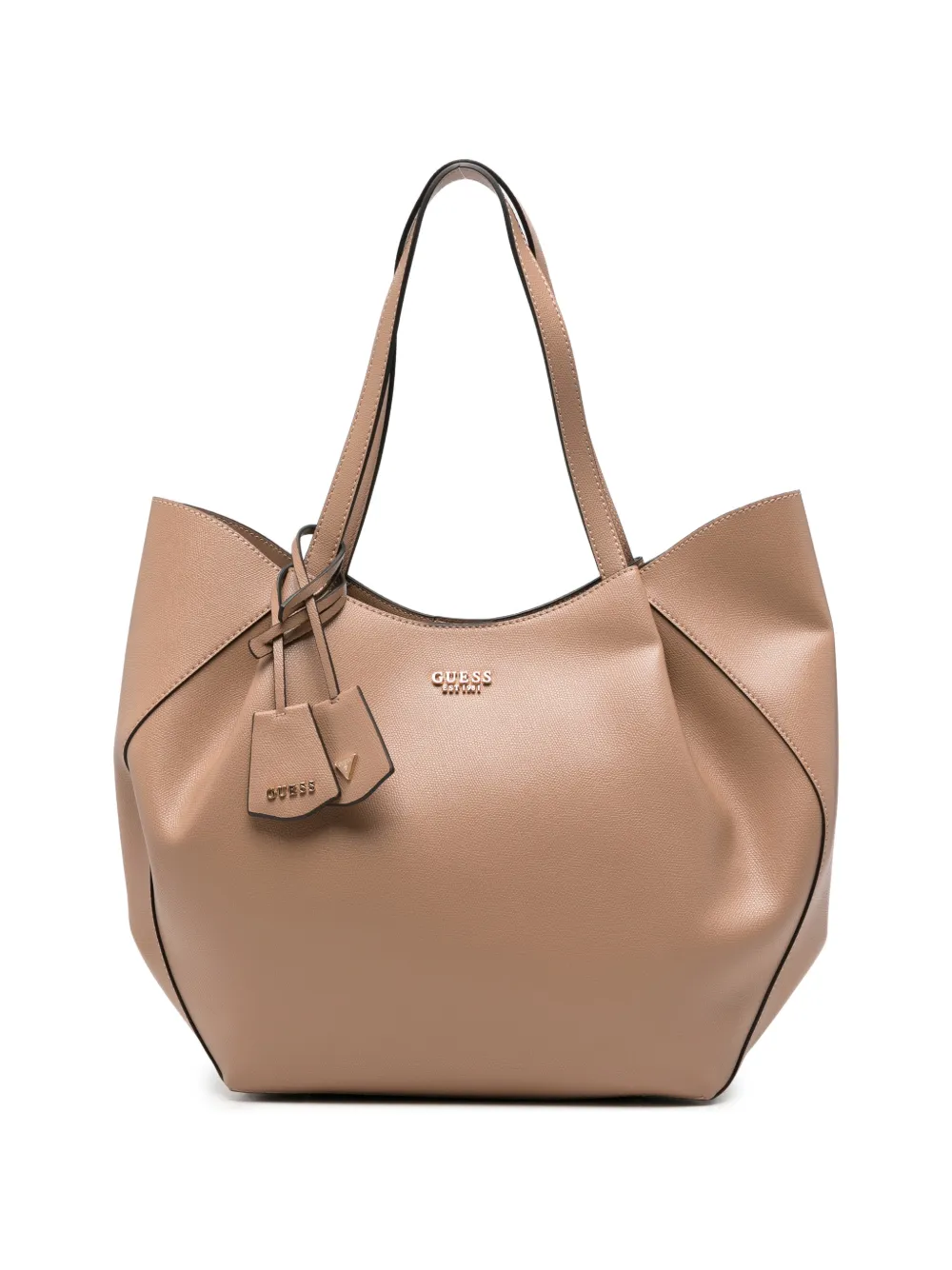 GUESS USA Amorette logo-plaque pebbled-effect shoulder bag - Nude
