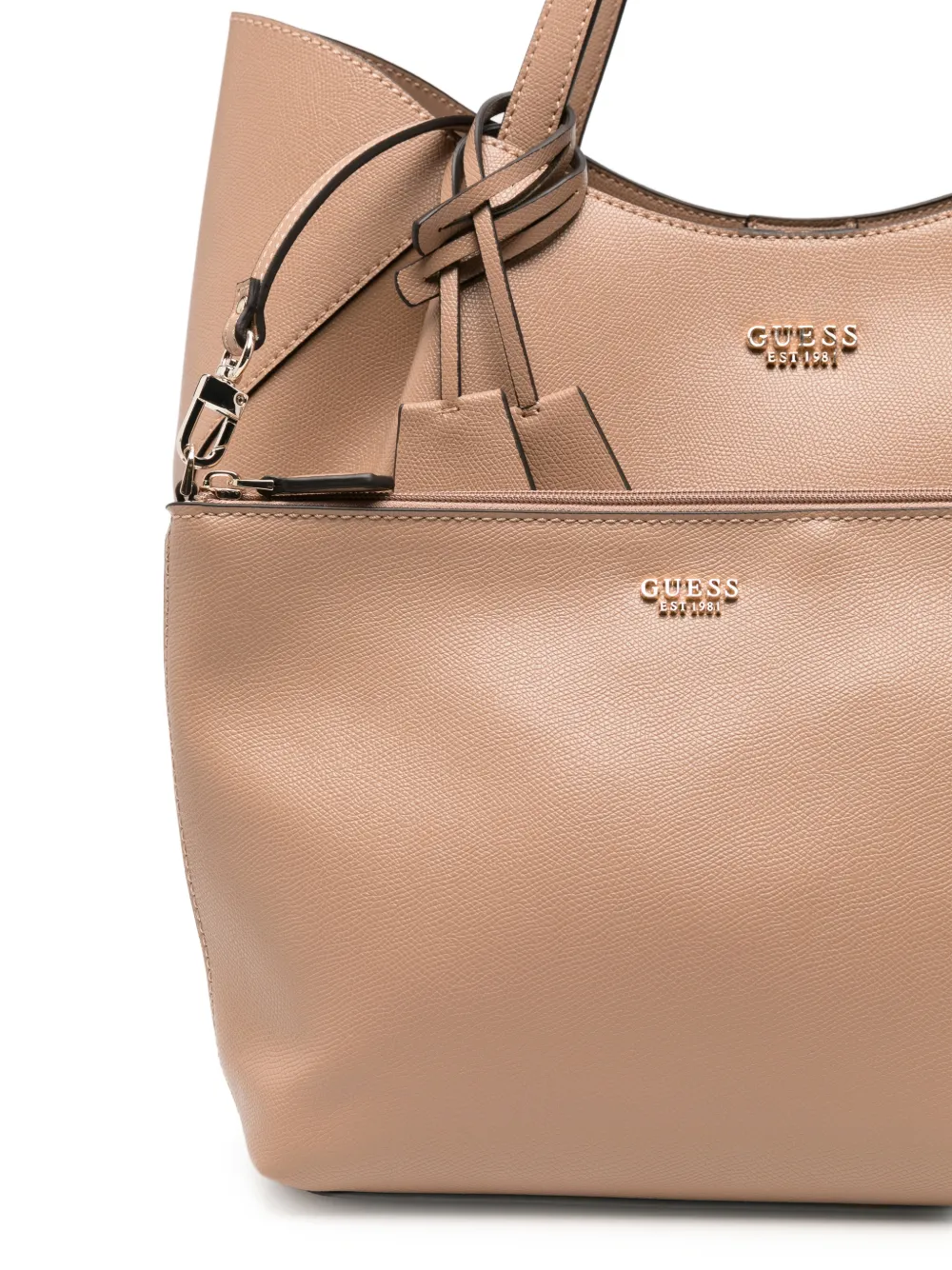 GUESS USA Amorette schoudertas met logoplakkaat en bewerkt effect Beige