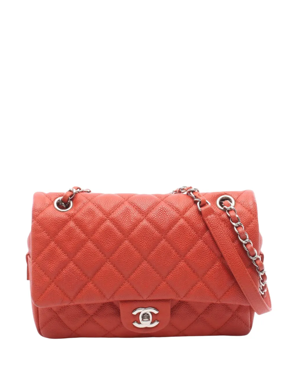 CHANEL Pre-Owned 2015-2016 Caviar Double Compartment CC Chain Flap shoulder bag - Rosso