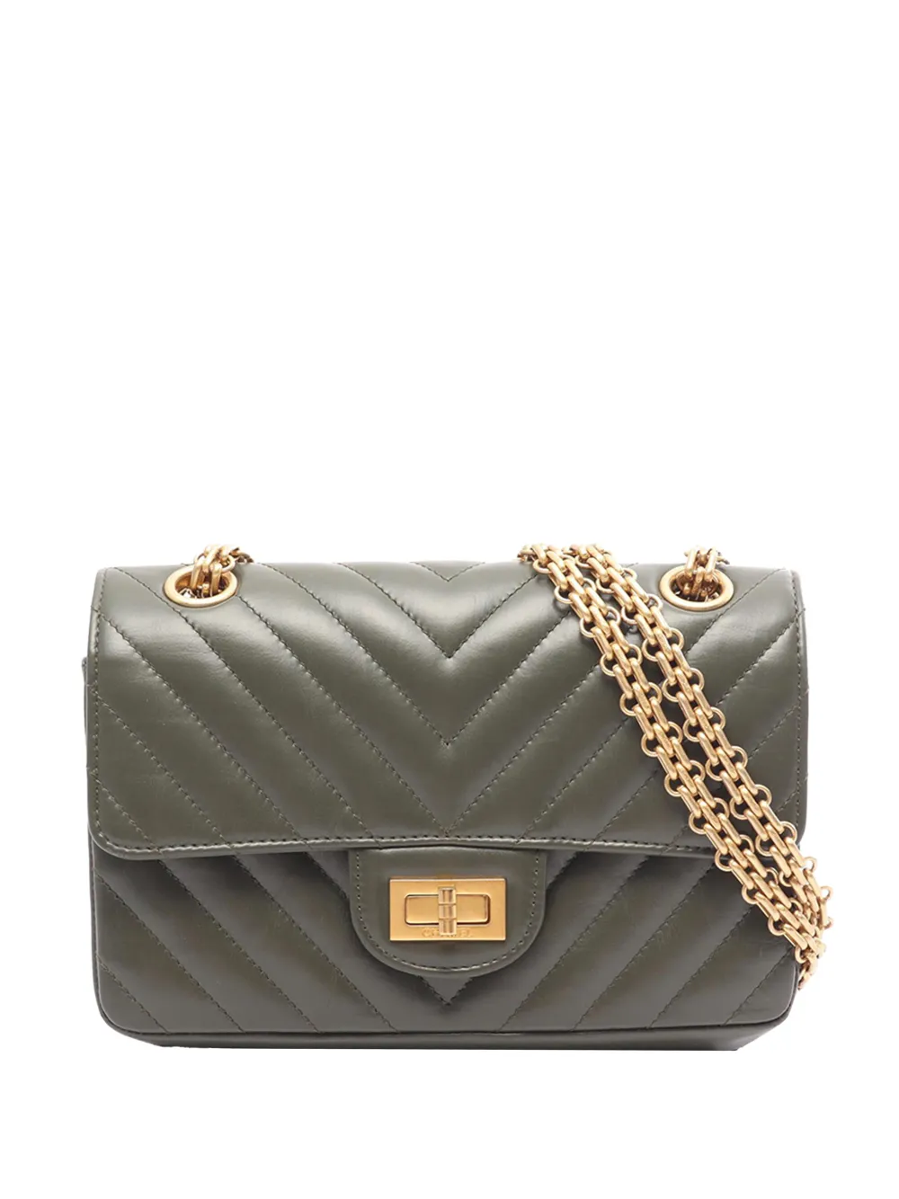 CHANEL Pre-Owned 2021-2026 Mini Chevron Lambskin Reissue 2.55 Single Flap 224 shoulder bag - Braun