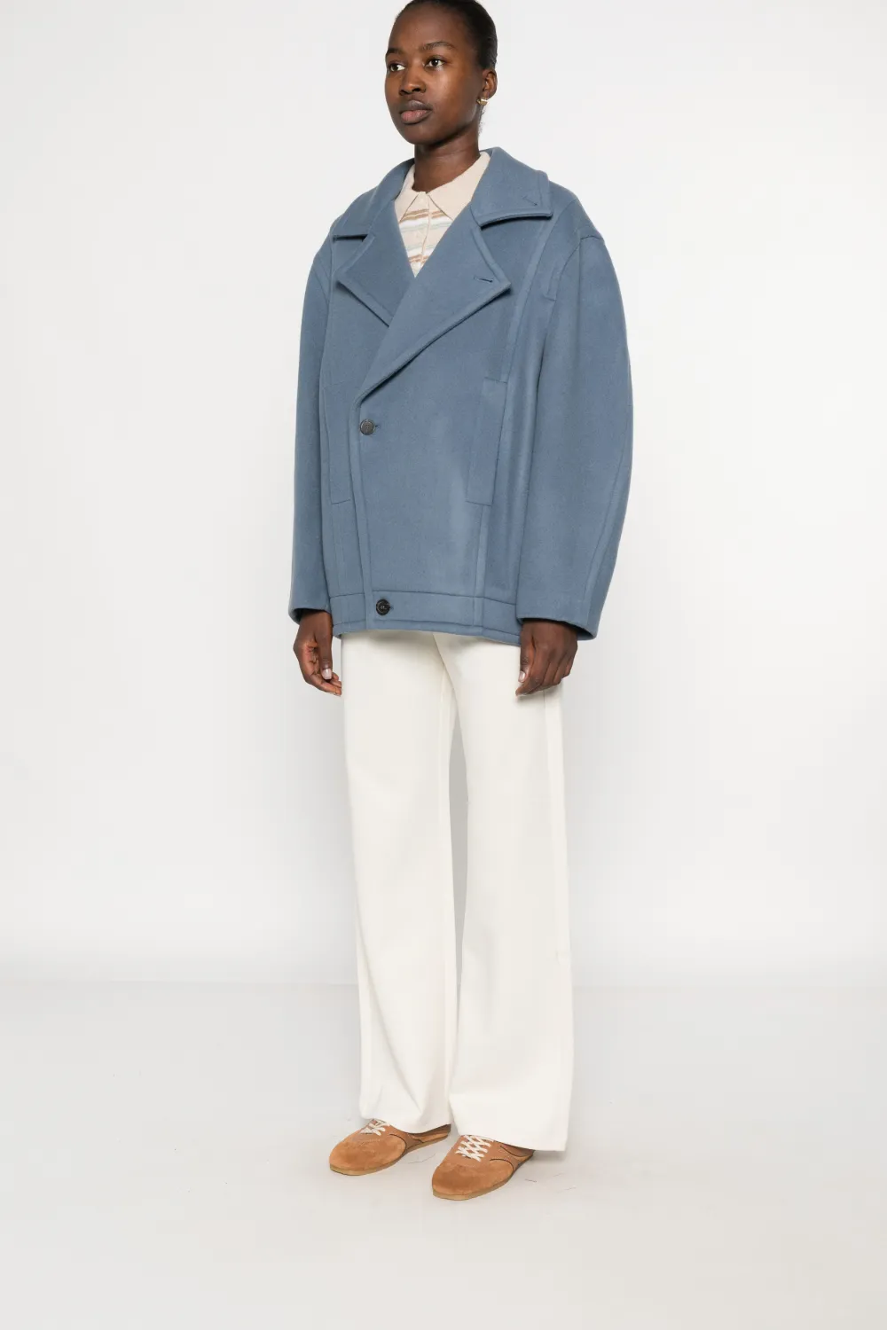 Semicouture Jas met gekerfde revers en dubbele rij knopen Blauw