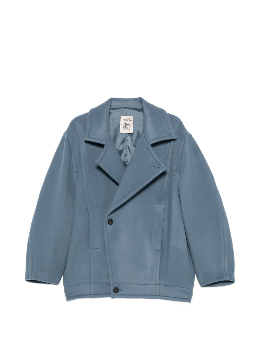 Semicouture double-breasted notch-lapel coat - Blau