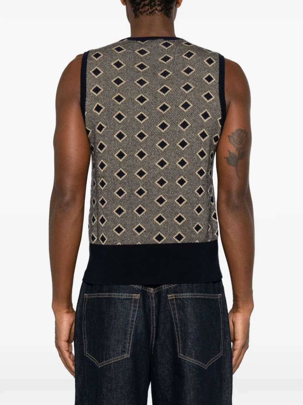 Emporio Armani Mouwloze top met patroon Beige