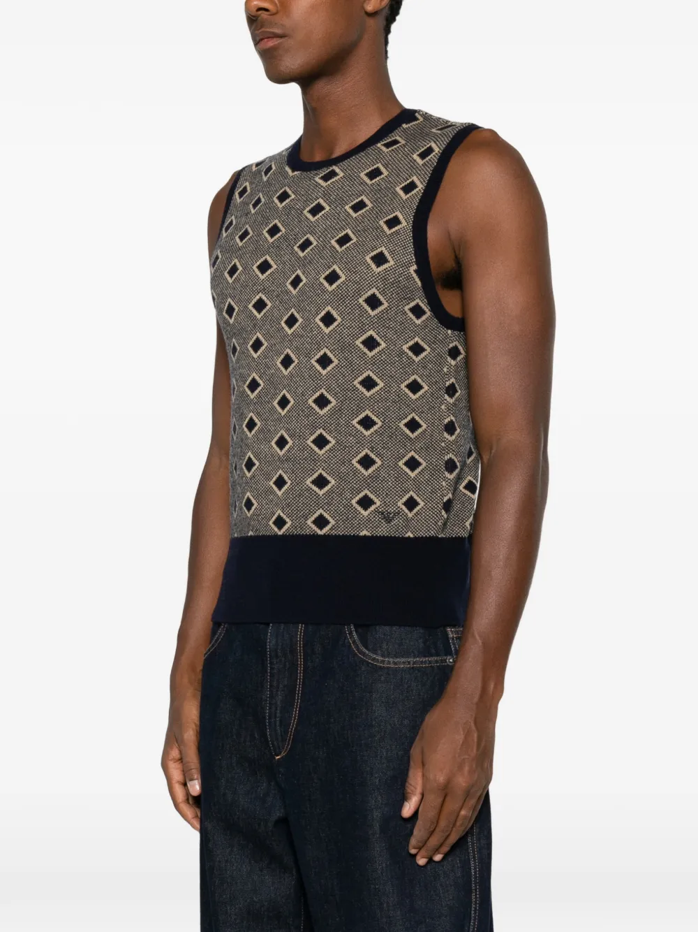 Emporio Armani Mouwloze top met patroon Beige