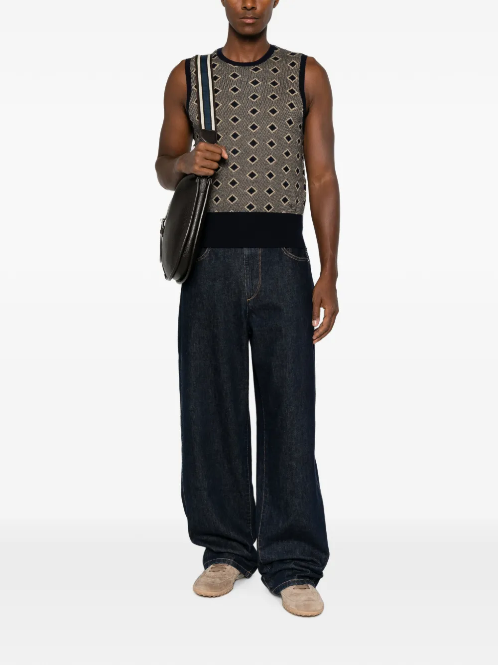 Emporio Armani Mouwloze top met patroon Beige