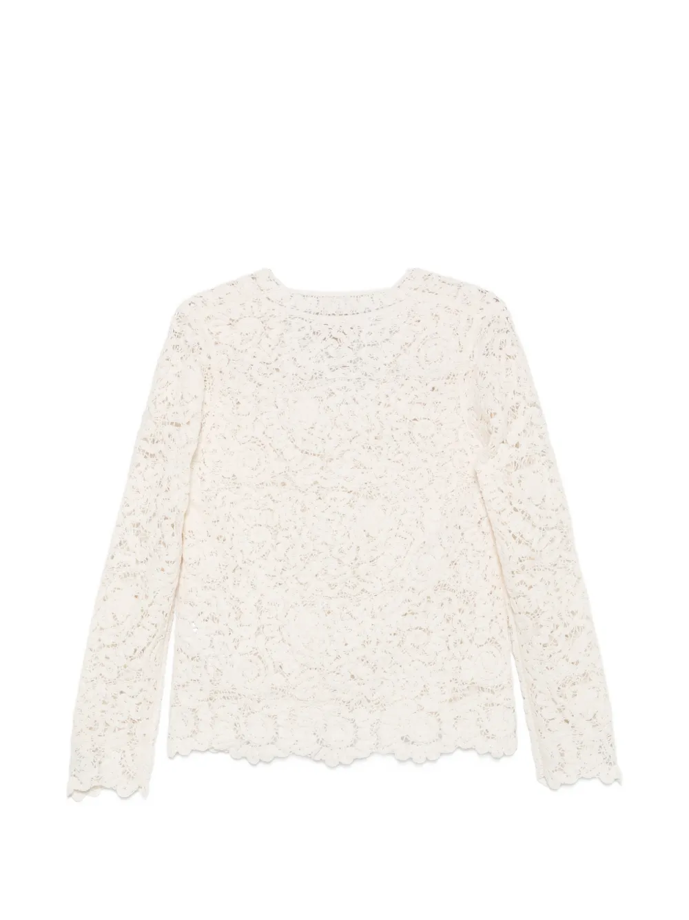 Semicouture Gebreide trui met V-hals en kant Beige