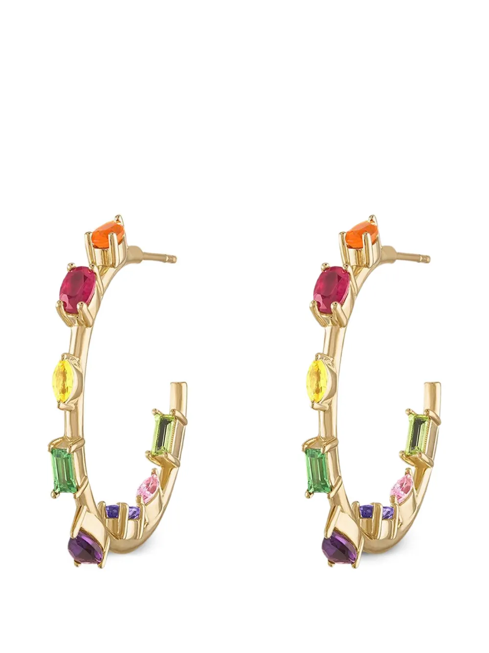 Eden Presley Mini Goddess multi-stone hoop earrings - Oro